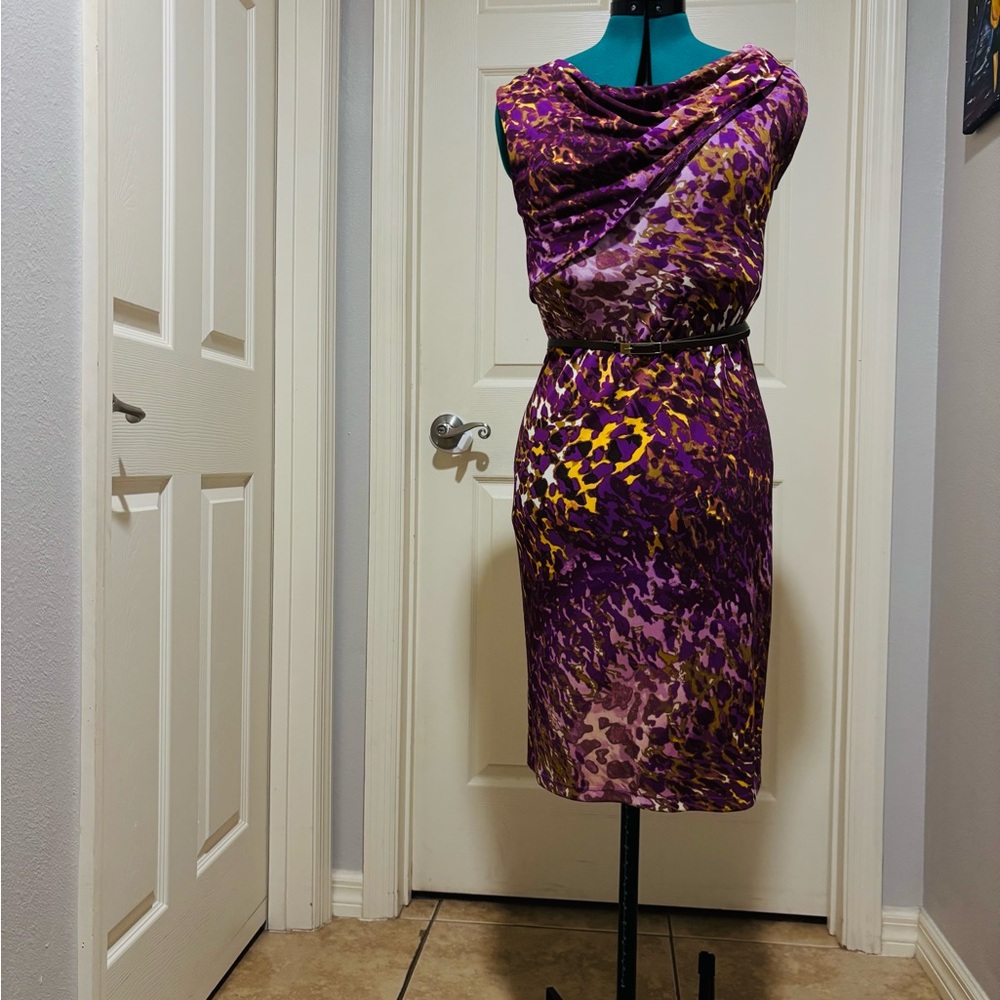 Jones New York Purple and Gold Midi DressJones New York Pink Purple Dress
